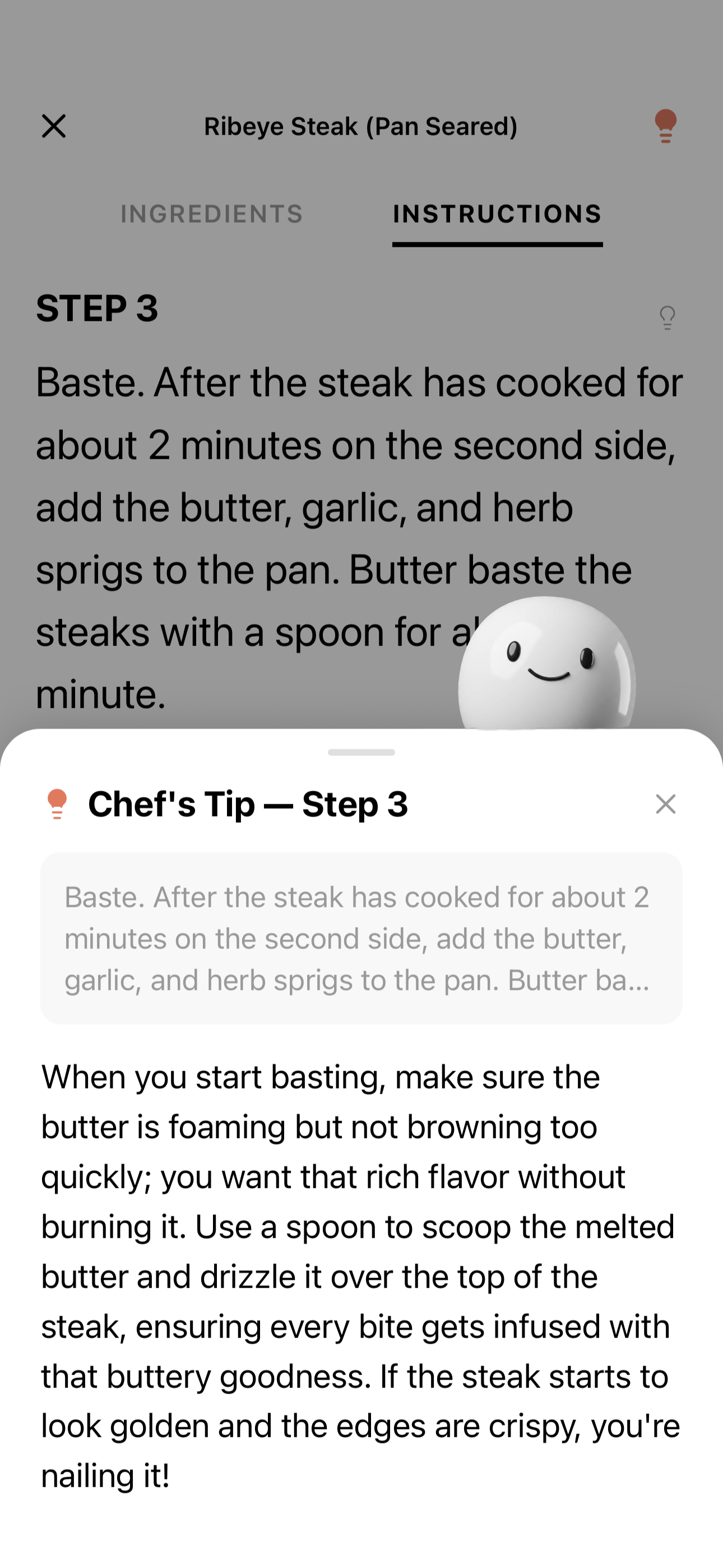 Chef's tip during cooking step